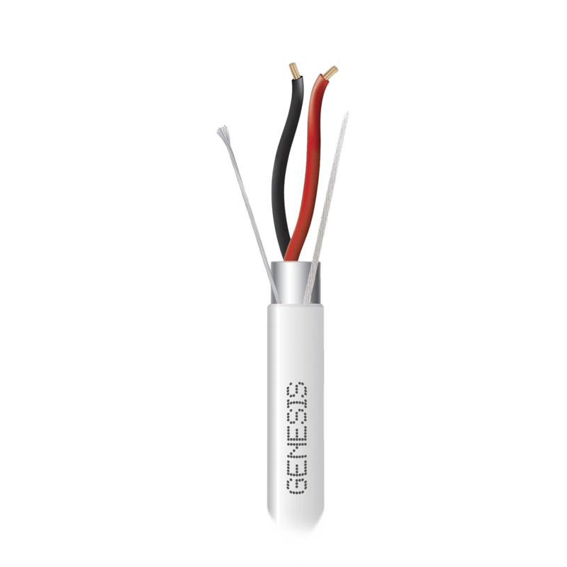 Bobina de 305 Metros (1000 Pies) de Cable 2 x 22 AWG BLINDADO / RISER / Color Blanco / Para Aplicaciones de Audio, Seguridad y Control