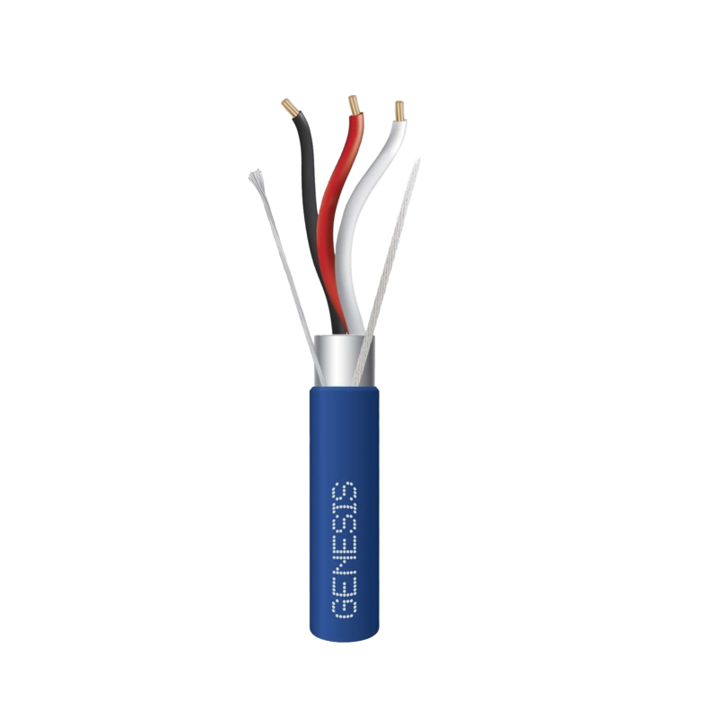 Bobina de 305 Metros (1000 Pies) de Cable 3 x 18 AWG / Plenum / BLINDADO / Tipo FPLP, CMP, CL3P / Color Azul / Para Aplicaciones en Sistemas de Seguridad, Audio, Control y otras Aplicaciones