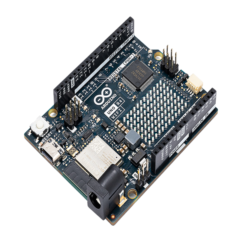 ARDUINO UNO REV4 WIFI, Retrocompatible con la UNO R3, la Arduino UNO R4 WiFi incluye una matriz LED 12x8 para interfaz mejorada y destaca por su conectividad y mayor potencia de procesamiento