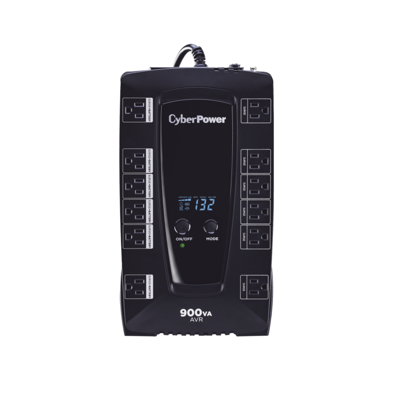 UPS de 900 VA/480 W, Topología Línea Interactiva, Entrada 120 Vca NEMA 5-15P, Tipo Gabinete Compacto, Con 12 Tomas NEMA 5-15R