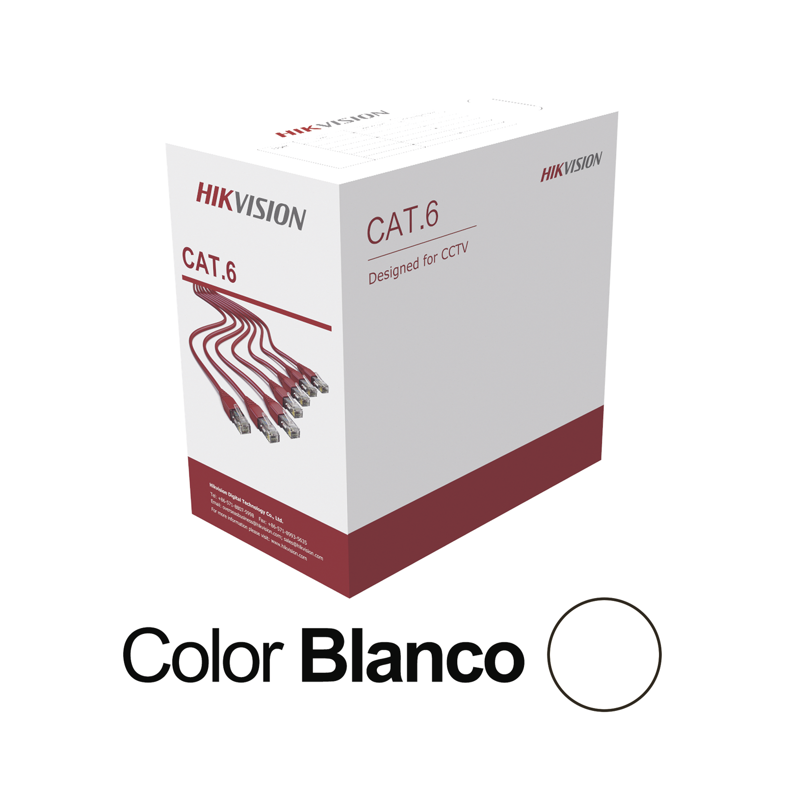 Bobina de Cable UTP 305 Metros (1000 Pies) / Cat 6 (24 AWG) / Color Blanco / PVC (CM) / Uso en Interior / CCA (Cobre con Aluminio) / Aplicaciones de CCTV y Redes de Datos