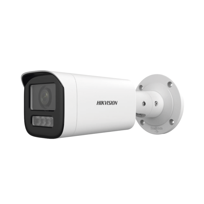 Bala IP 4 Megapíxel / Lente Motorizado 2.8 a 12 mm / Dual Light (50 mts IR + 50 mts Luz Blanca) / ACUSENSE Lite / Microfono Integrado / Exterior IP67 / WDR 120 dB / PoE / Micro SD / Alarmas I/O