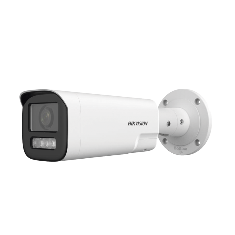 Bala IP 4 Megapíxel / Lente Mot. 2.8 a 12 mm / Dual Light (50 mts IR + 50 mts Luz Blanca) / ACUSENSE Lite / Audio de Dos Vías / Luz Intermitente y Alerta de Audio / Exterior IP67 / WDR 120 dB / PoE / Micro SD