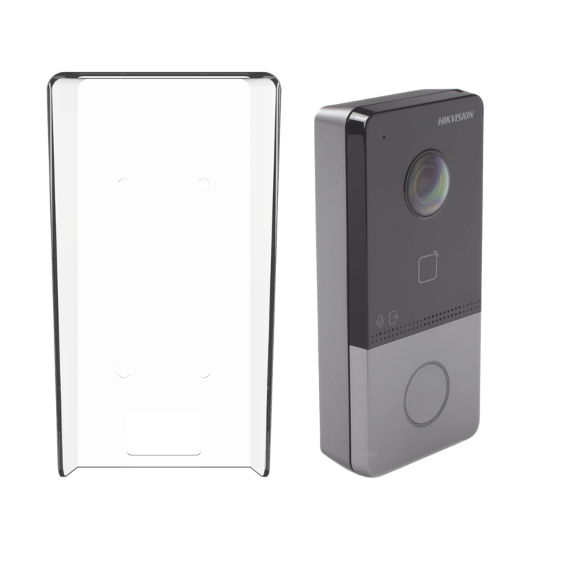 Kit Videoportero IP + Carcasa protectora 2 Megapixel / PoE Estandar / IP65 / Apertura desde Hik-connect / Soporta 1 Departamento y Hasta 6 Monitores / Soporta Tarjetas Mifare / 1 Salida Relay