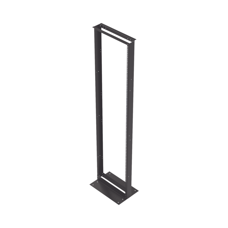 Rack de 2 Postes, Estándar 19", 45 Unidades, Fabricado en Acero, Base "L" para Anclar a Piso.