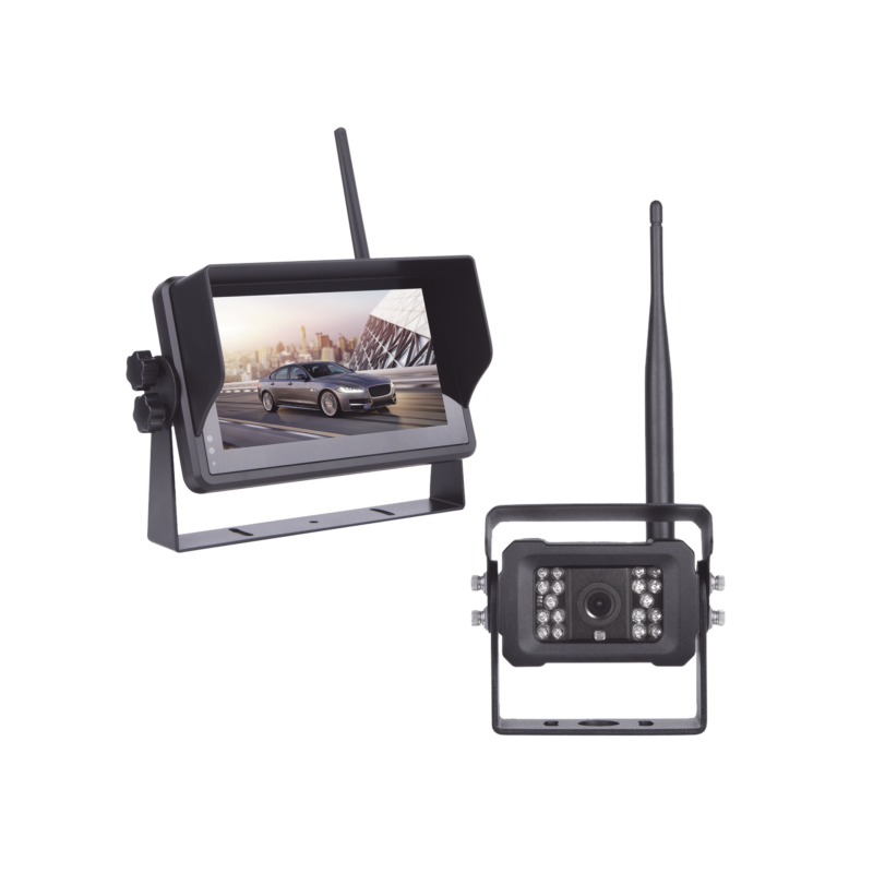Sistema Profesional Inalámbrico de Cámara de Reversa Infrarroja y Monitor Touch de 7" para Vehículos de Trabajo y Montacargas