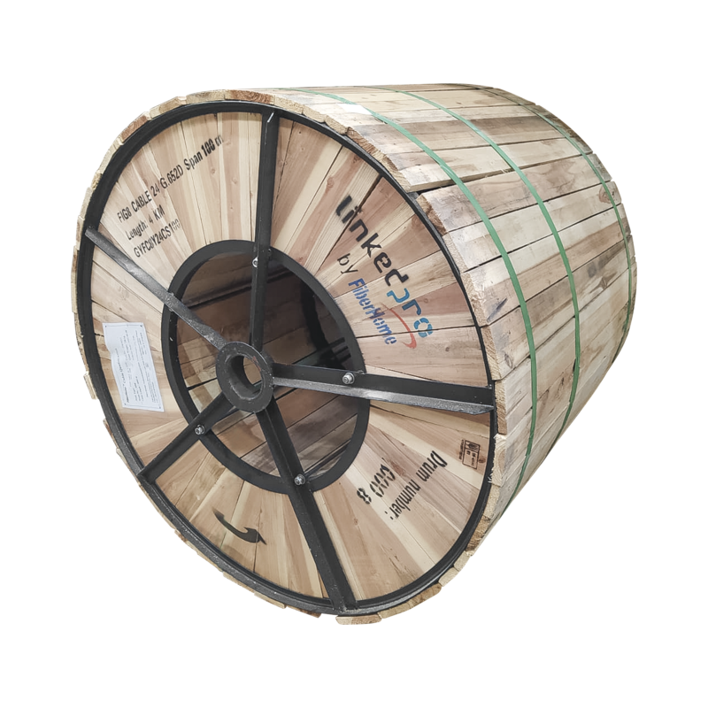 Carrete de 4 km de Fibra Óptica Aérea Figura 8 G.652D, Monomodo de 24 Hilos, Exterior, Span 100, Loose Tube