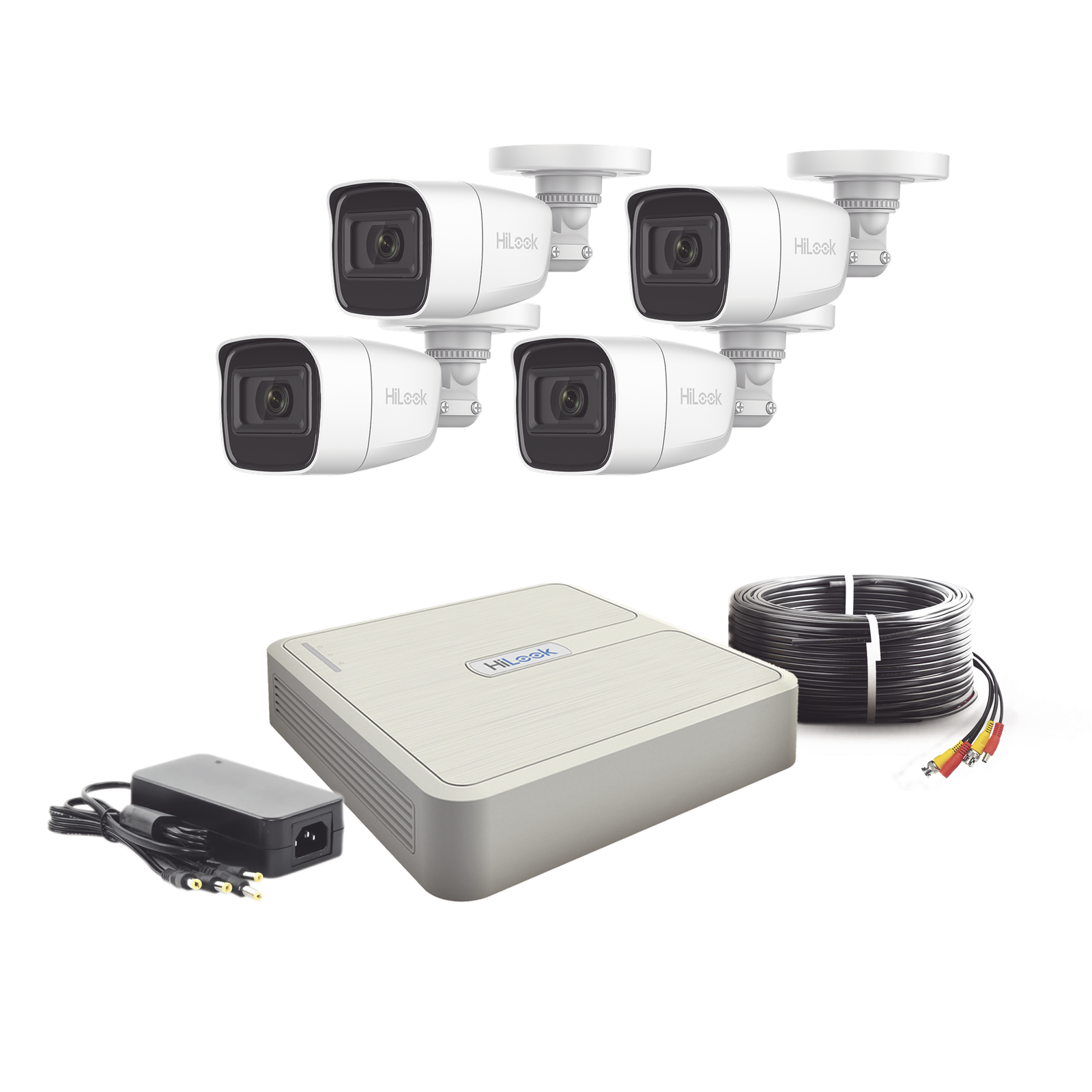 (MICRÓFONO Integrado) Kit TurboHD 1080p Lite / DVR 4 canales / Audio por Coaxitron / 4 Cámaras Bala de Policarbonato con Micrófono Integrado