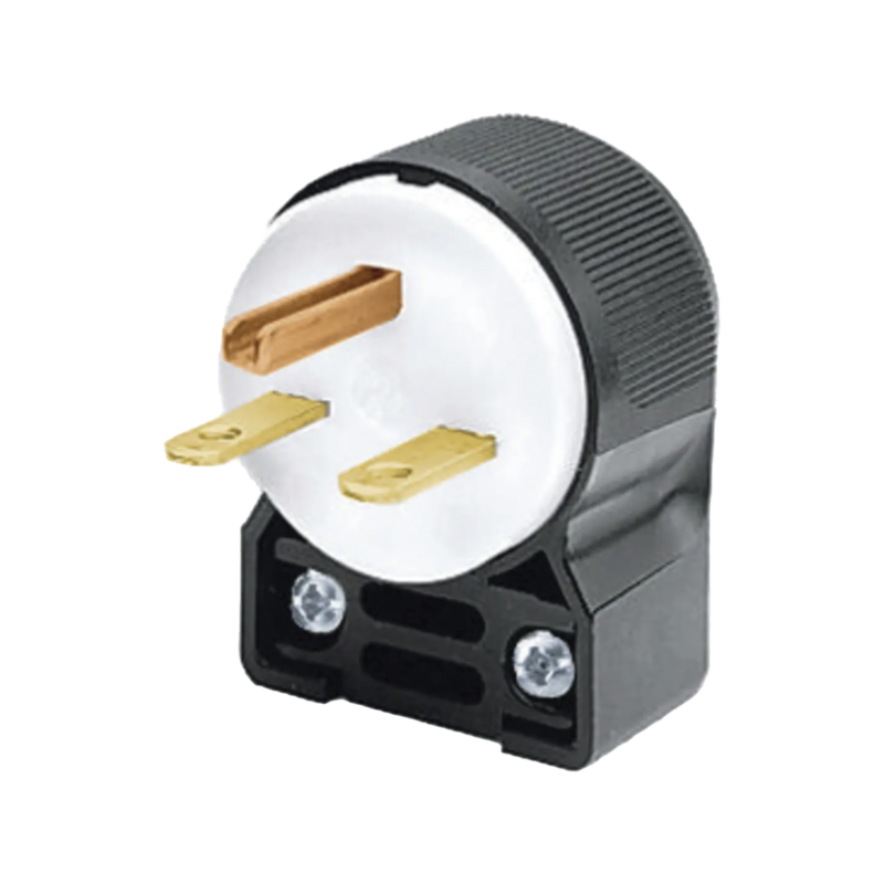 Clavija Entrada Recta En Angulo/ 15A 250V/ 2 Polos 3 Hilos/ Nema 6-15P/ Grado Industrial- Comercial.