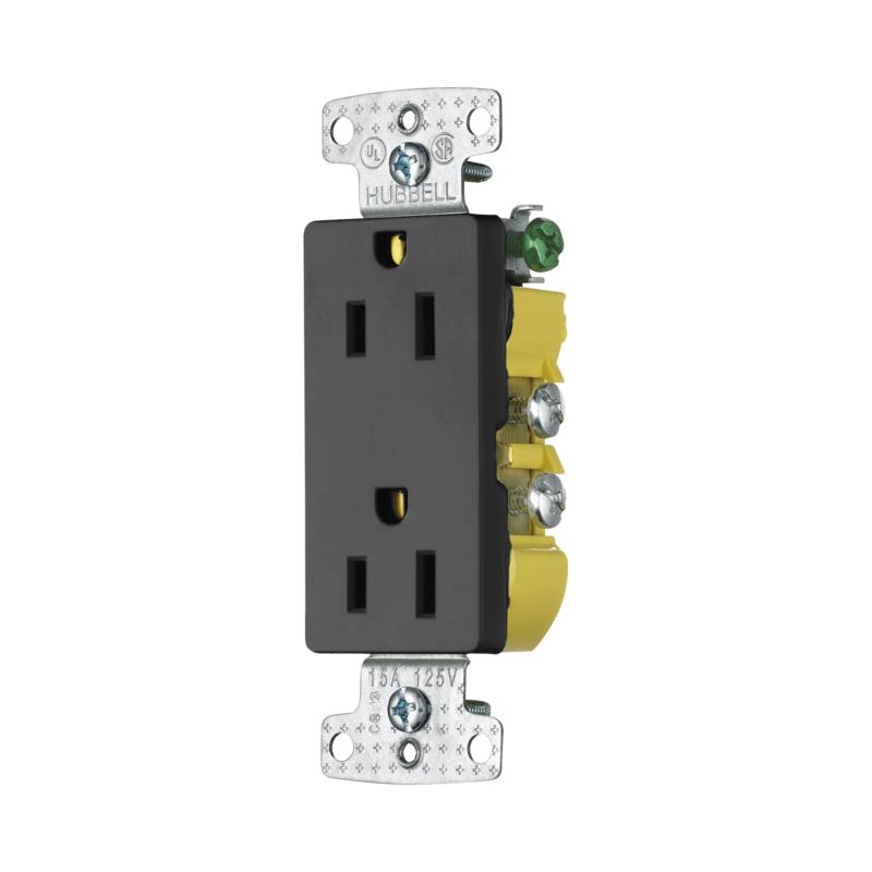 Contacto Duplex Decorador 15A 125V / 2 Polos 3 Hilos/ Nema5-15R / Color Negro.