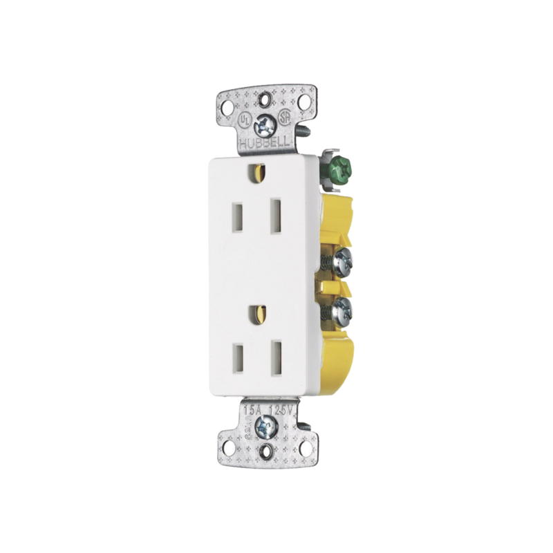 Contacto Duplex Decorador 15A 125V, 2 Polos, 3 Hilos, Color  Blanco (Nema5-15R).