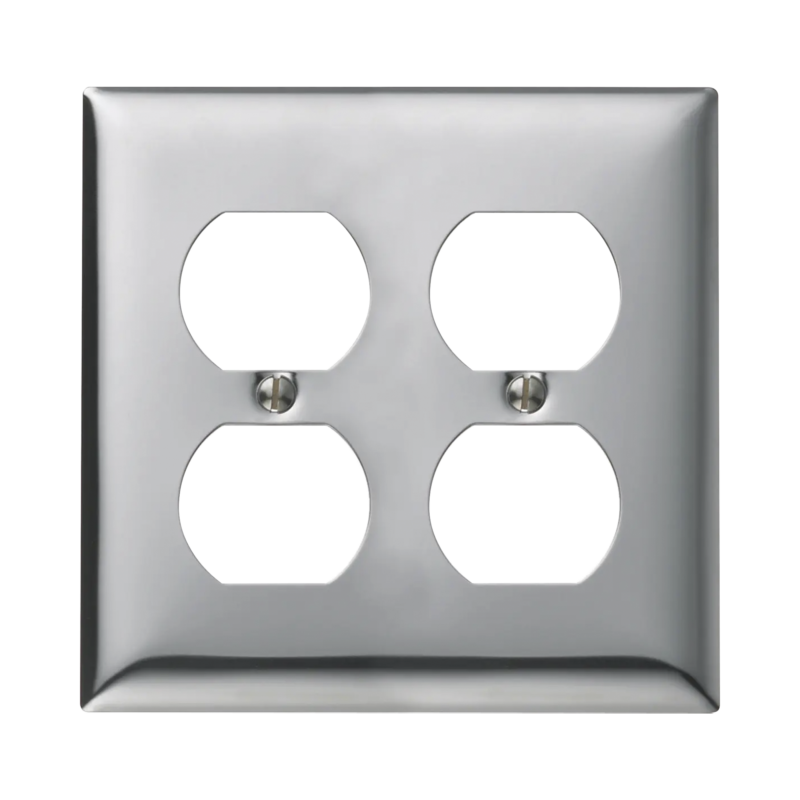 Tapa para 2 Contacto Dúplex Color Cromo.