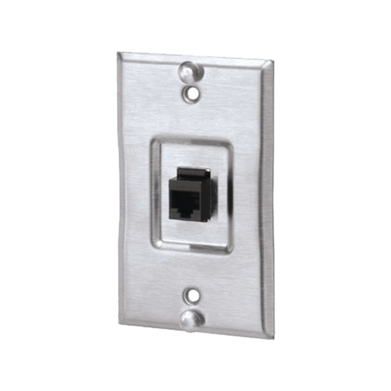 Placa de Pared Telefónica, Salida de 1 Puerto Keystone, Con Jack Cat5e Estilo TP, de Acero Inoxidable
