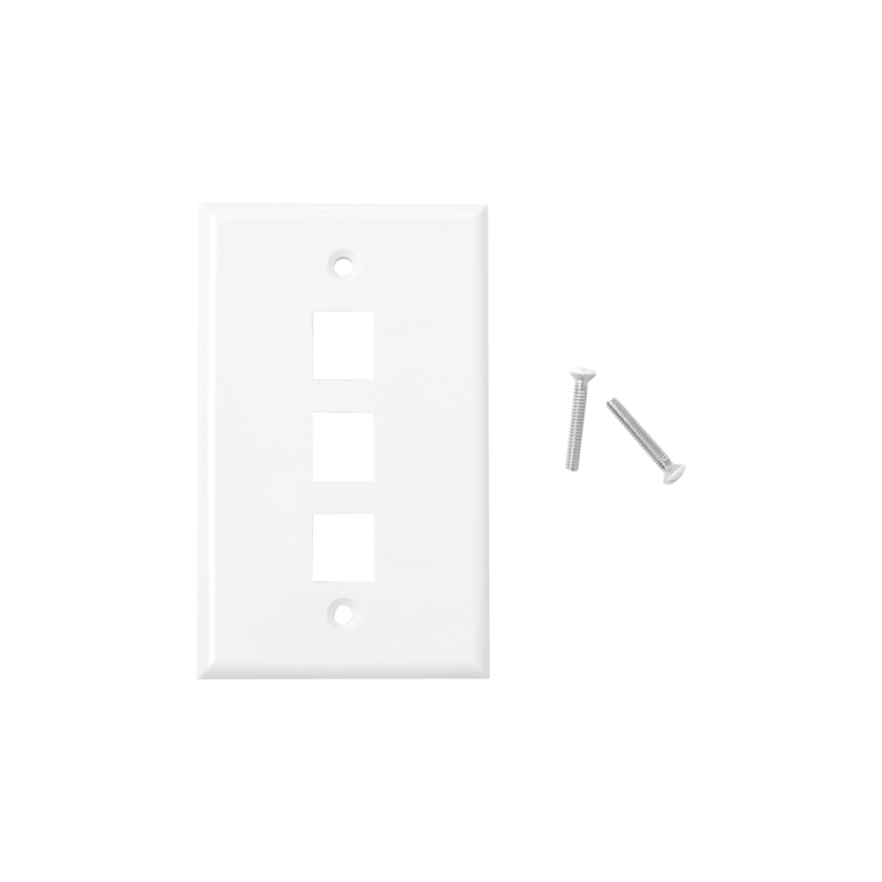 Placa de Pared de 3 Puertos, Keystone, Color Blanco