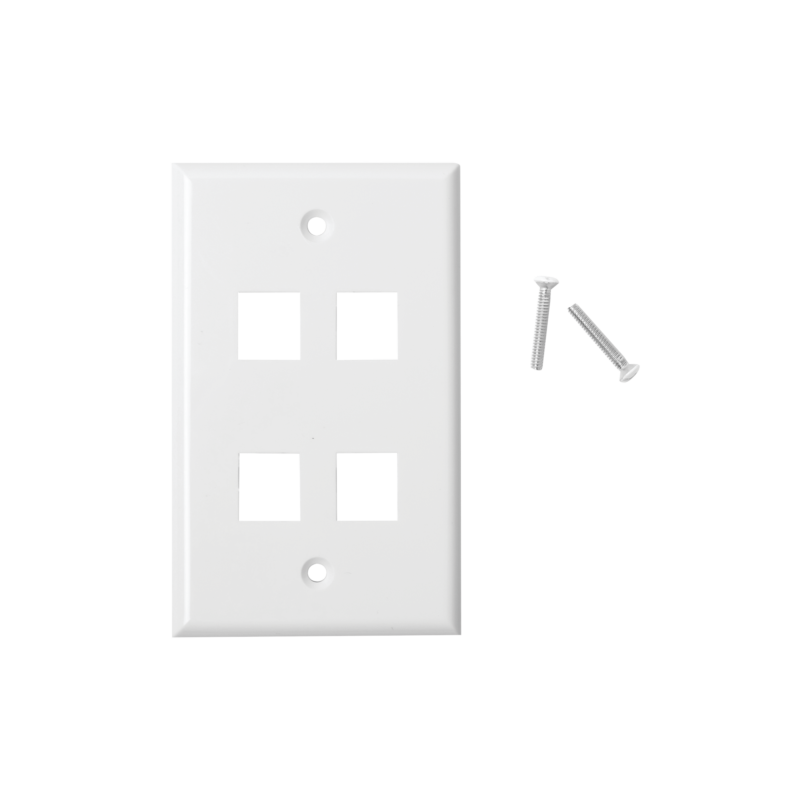 Placa de Pared de 4 Puertos, Keystone, Color Blanco