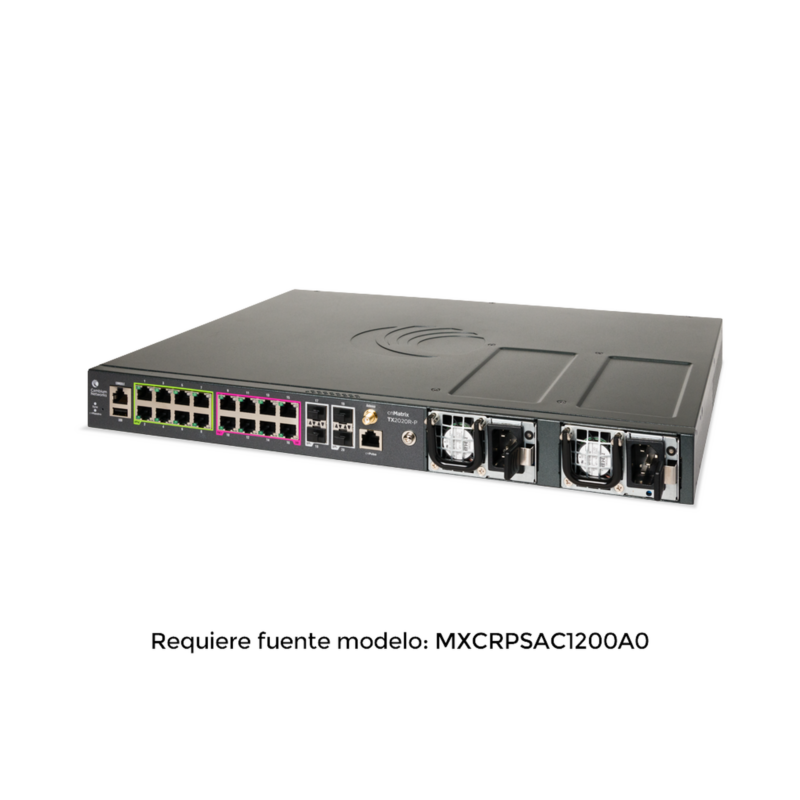 Switch inteligente cnMatrix TX2020R-P con 16 puertos PoE y 4 SFP+, para fuentes removibles
