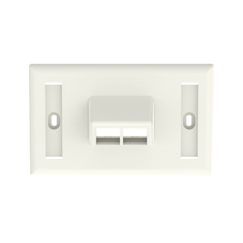 Placa de Pared Horizontal, Salida Para 2 Puertos Keystone, Con Espacios Para Etiquetas, Color Blanco Mate