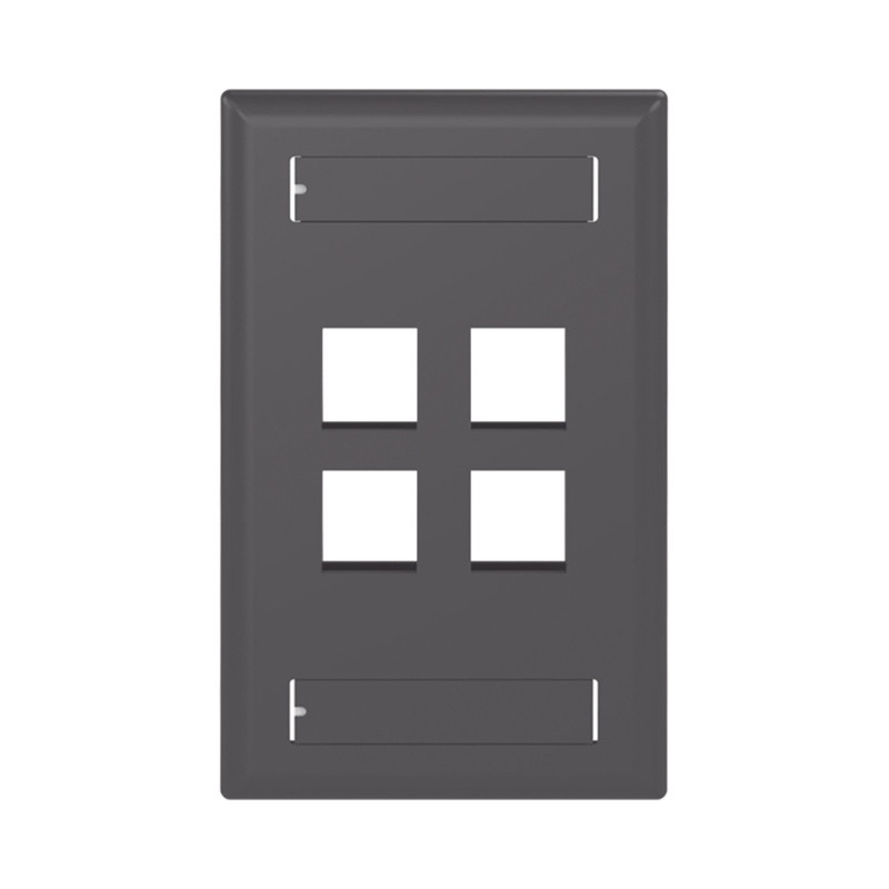 Placa de Pared Vertical, Salida Para 4 Puertos Keystone, Con Espacios Para Etiquetas, Color Negro
