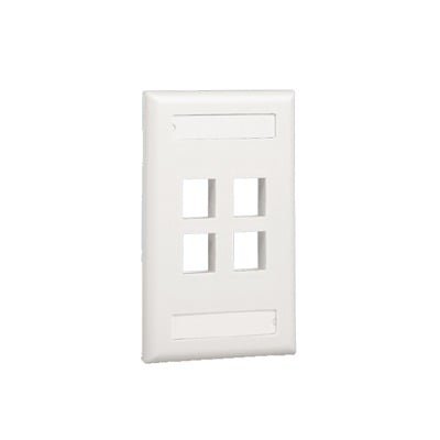 Placa de Pared Vertical, Salida Para 4 Puertos Keystone, Con Espacios Para Etiquetas, Color Blanco
