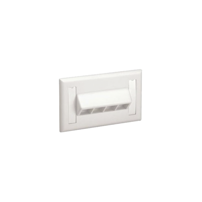 Placa de Pared Horizontal, Salida Para 4 Puertos Keystone, Con Espacios Para Etiquetas, Color Blanco Mate