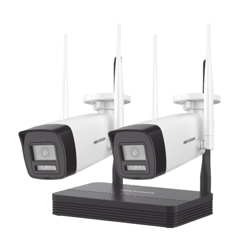 Kit IP Inalámbrico 4 Megapixel / NVS 4 Canales / 2 Cámaras Bala para Exterior con Lente 2.8 mm y Dual Light (30 mts IR + 30 mts Luz Blanca) / Audio Bidireccional (Micrófono y Bocina) / Soporta Micro SD de 512 GB