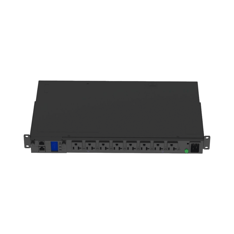 PDU Switchable y Monitoreable por Toma (MS) para Distribución de Energía, Enchufe de Entrada NEMA L5-20P, Con 8 Salidas 5-20R, Horizontal 19in, 120 Vca, 15 Amp, 1UR