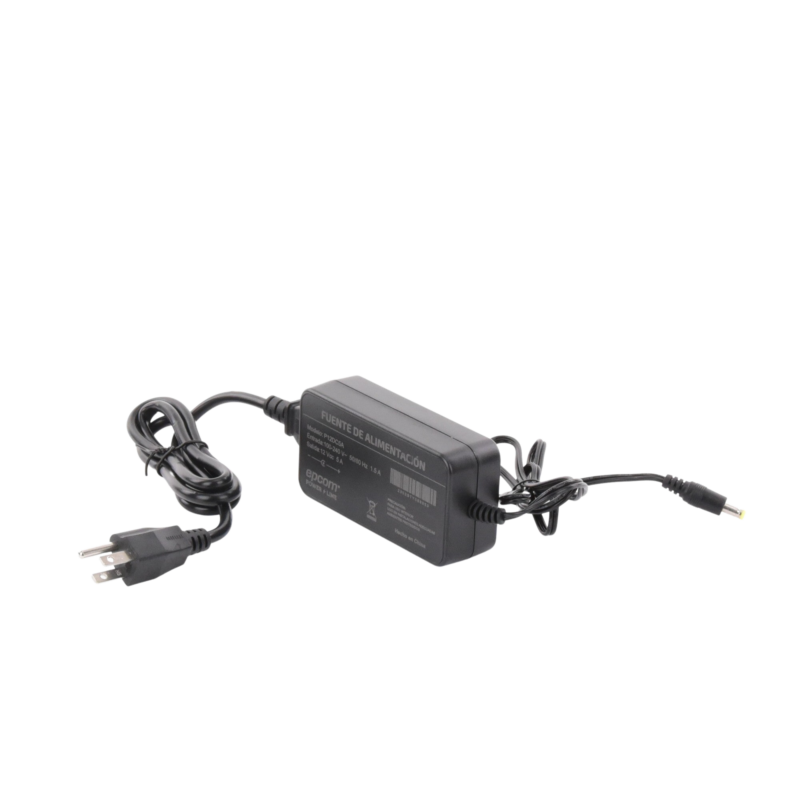 Fuente de poder con Cables de Extensión para Mayor Alcance 12 Vcc / 5 Amperes / Profesional / 0.5 metros a la toma de alimentación / 0.5 metros a la conexión del dispositivo