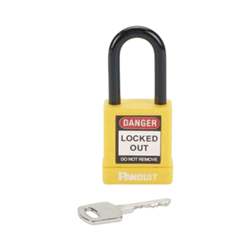Candado de Bloqueo LOTO de Seguridad Dieléctrico, Con Llave Única, Diámetro de 6.5 mm, Color AMARILLO