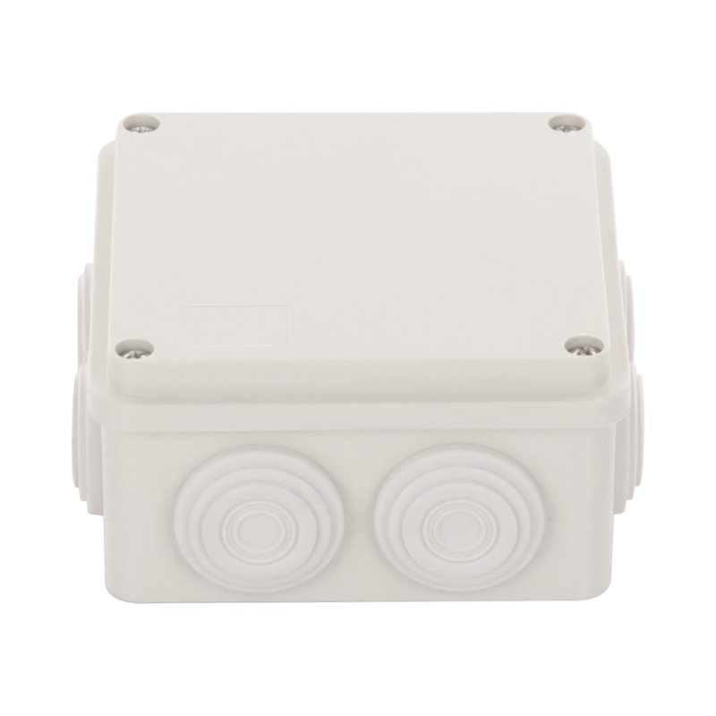 Caja Derivación-Conexión de Plástico (100 X 100 X 54 mm) con 7 Glándulas de Goma. Para Instalaciones Comerciales, Residenciales e Industriales. Incluye Tornillería para su Tapa.