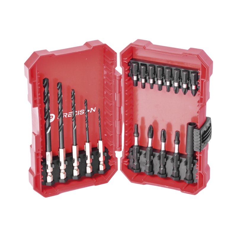 Juego de 18 Puntas y Brocas para Taladro, con Entrada Hexagonal de 1/4", Incluye Estuche.
