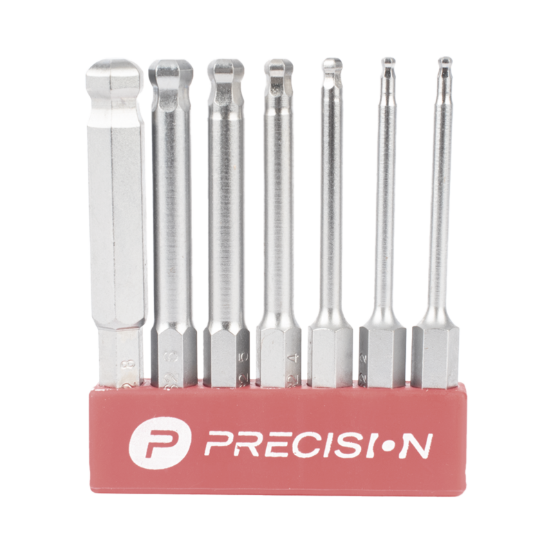 Juego de 7 Puntas Hexagonales / Allen, Milimétricas con Cabeza Redonda  para Destornillador de entrada Hexagonal de 1/4"