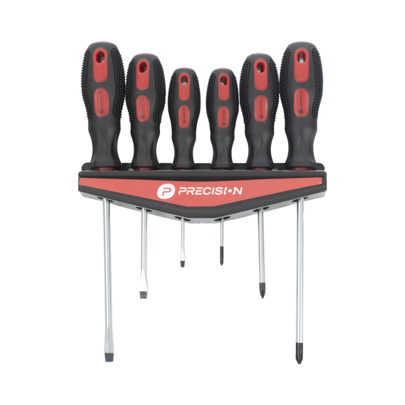 Juego de 6 desarmadores CrV con organizador y Mango Bicolor.