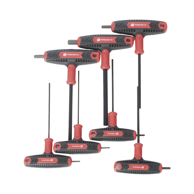 Juego de 7 Llaves Hexagonales ( Allen )  Milimétricas con Mango T.