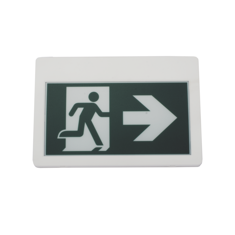 Letrero LED de Señalización de salida "Hombre Corriendo"/ Alto brillo / Uso en pared, lateral o techo / Batería de Respaldo Incluida con hasta 120 minutos de duracion