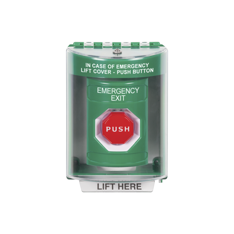 Botón de Salida de Emergencia / Cubierta de Policarbonato Súper Resistente de Superficie con Espaciador / Temporizador Ajustable Neumático