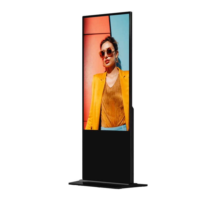 Pantalla de 55" 4K para Publicidad Digital / Base para Piso (Totem) / Gestión de Contenido y Control Centralizado