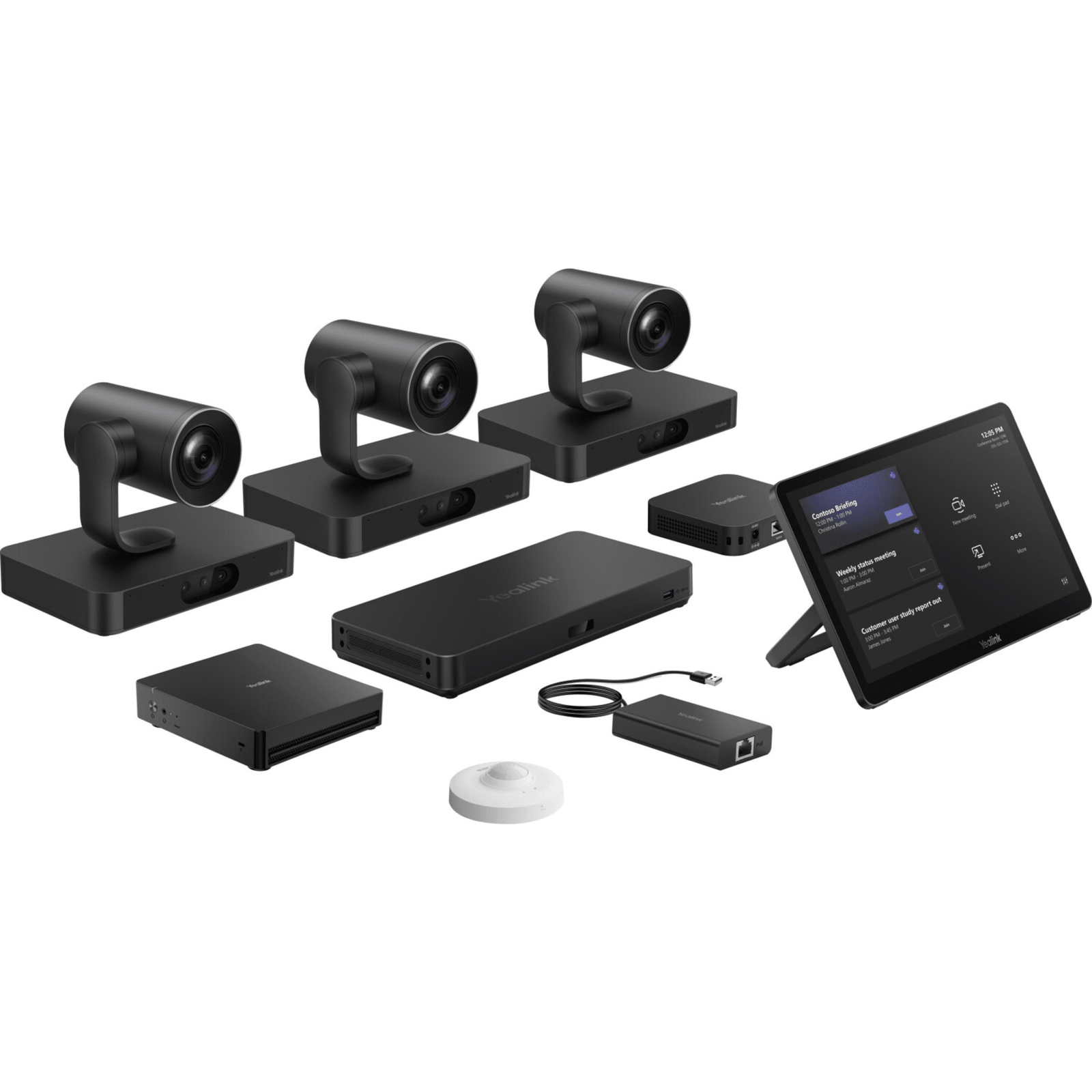 Sistema de Videoconferencia MVC-S98-C5U-004 de Yealink diseñado para Salas Extra Grandes con Triple Cámara Inteligente y Funciones Avanzadas de IA