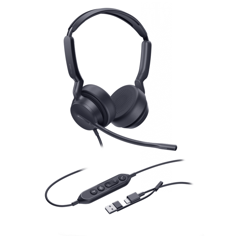 Diadema Alámbrica UH42 SE Dual de Yealink Certificada para Microsoft Teams con USB-C/A