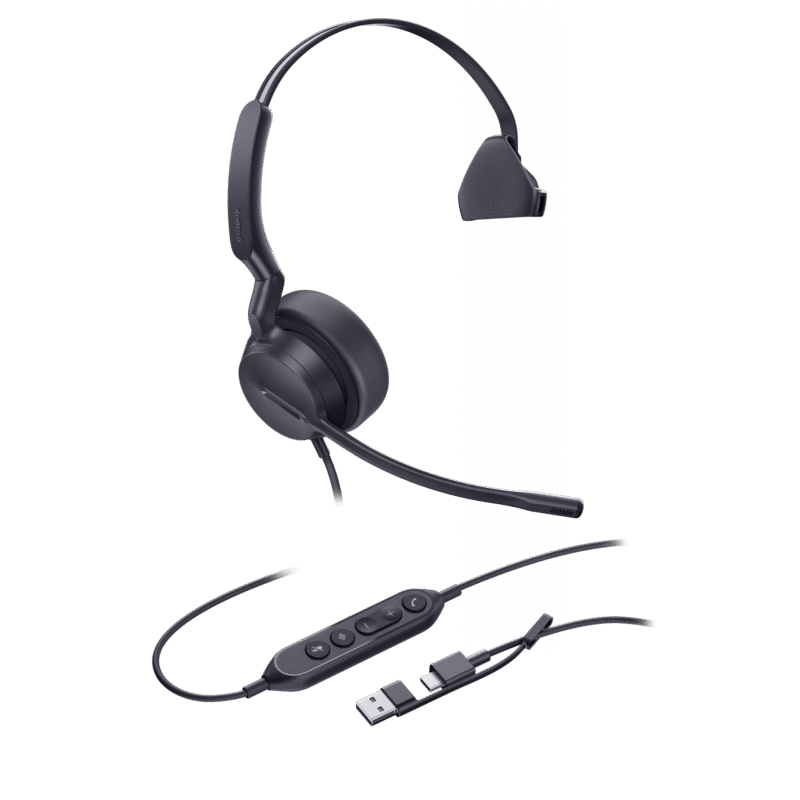 Diadema Alámbrica UH42 SE Mono de Yealink Certificada para Microsoft Teams con USB-C/A