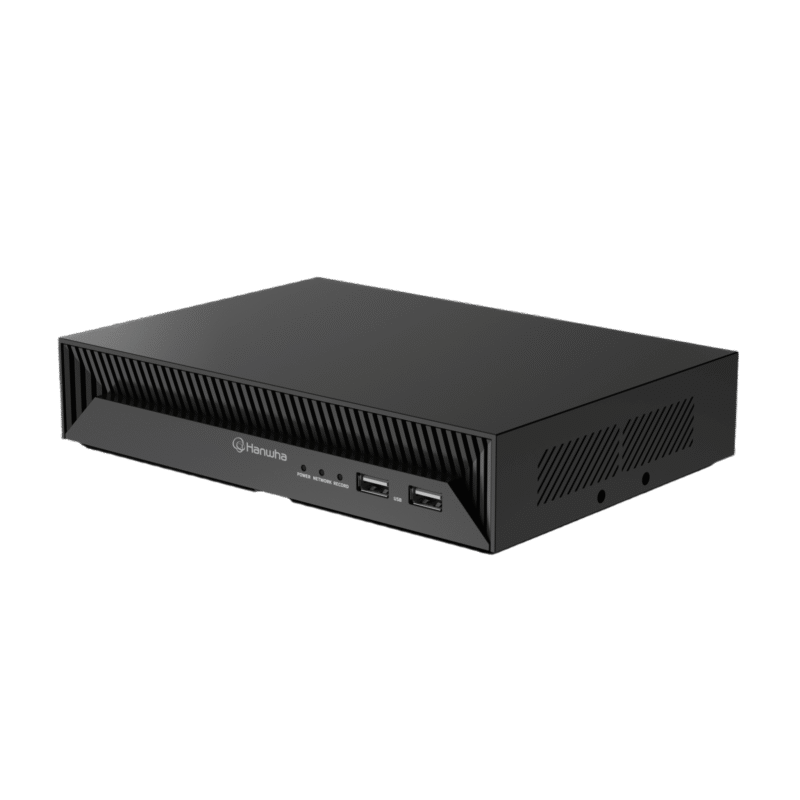NVR Inteligente 4CH AI / Soporte Cámaras 8MP / Códecs H.265-H.264-MJPEG / Grabación 40Mbps / 4 Puertos PoE / SSD 1TB / Salida HDMI / Soporte ARB / Conectividad P2P / Firma Hanwha Vision