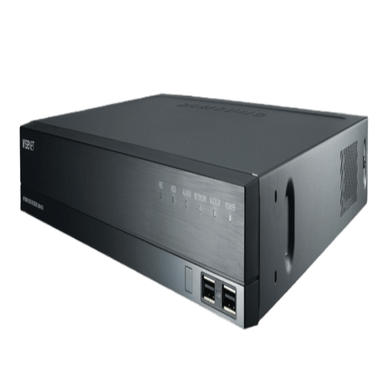 NVR 32 Megapíxel / 8 canales / 8 puertos PoE+ / H.265 & WiseStream / P2P Wisenet / Entradas y Salidas de Alarma