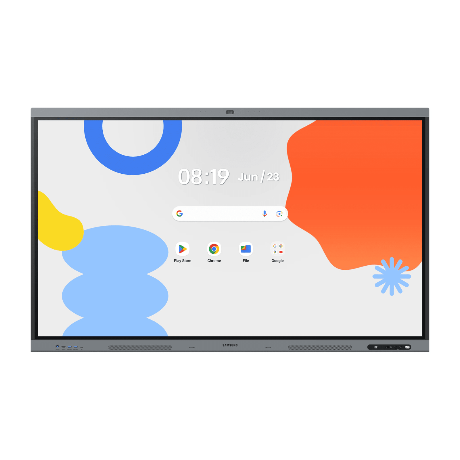 Pantalla Interactiva WAFX-P Series 75" 4K UHD 3840x2160 / Android 15 EDLA / Octa-core CPU / 48MP Cámara Integrada / 8 Micrófonos Far-Field / 50 Puntos Touch IR / WiFi 6 / 16GB RAM / 128GB Storage