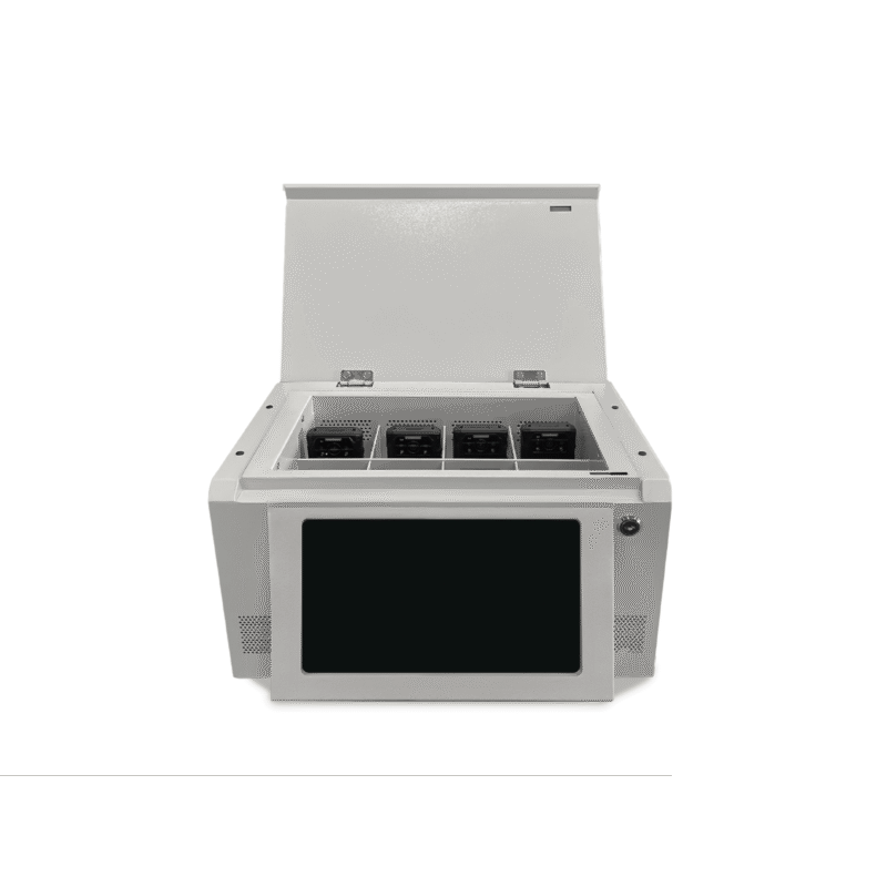 Estación de Descarga para Cámaras Corporales | 8 Canales de Conexión | Descarga Simultanea | Pantalla Táctil | Almacenamiento Hasta 12TB | Carga y Copia de Seguridad Automática | Compatible con Body Cam XMR-R3.