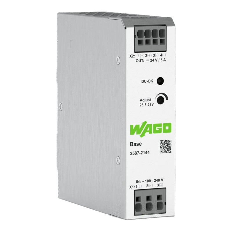 Fuente de Alimentación BASE / 24V DC 5A 120W / Monofásica 100-240V AC / Push-in CAGE CLAMP® / Sincronización Primaria / Conexión Paralelo y Línea / SELV/PELV / IP20