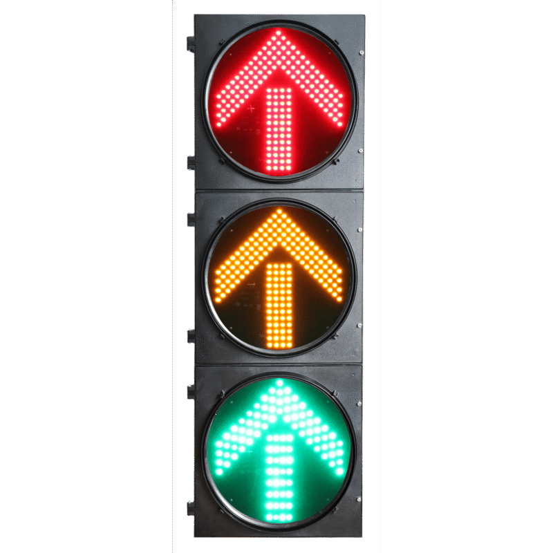 Semáforo de Tráfico Vertical / LED de Cuatro Elementos / Luces Rojas, Amarillas y Verdes / Carcasa PC y ABS / Acabado Mate / Protección IP53 / Transformador AC 24 V / Peso 20 kg