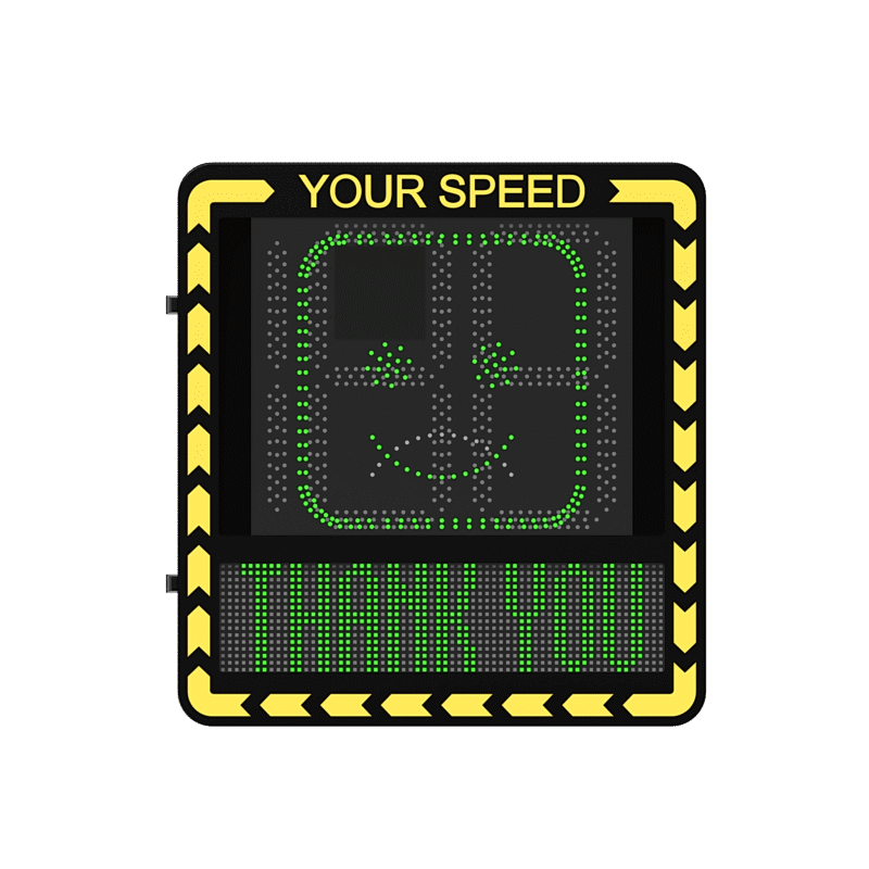 Display LED para Control de Velocidad Exterior / Distancia Visible de 100 m / LED de Alta Luminosidad y Bajo Consumo / Visualización de Velocidad con Código de Colores / IP66 / Conectividad Wi-Fi y Ethernet / Compatible con TCP/IP, HTTP, DHC
