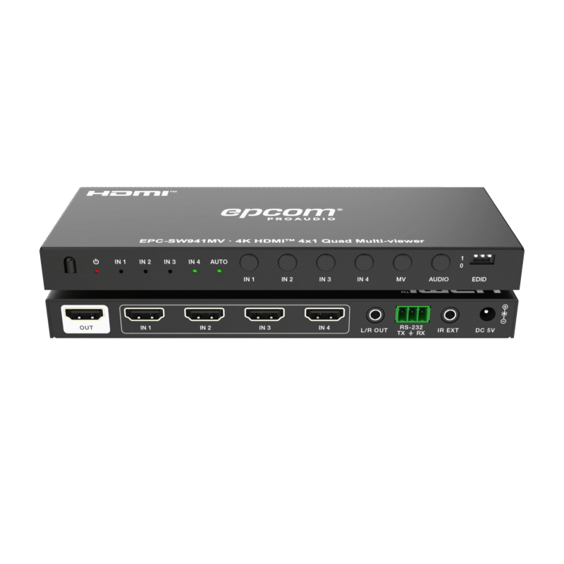 Multivisor HDMI 4x1 | 4K@30Hz | Vista Cuádruple | Cambio Automático/Manual | Control IR