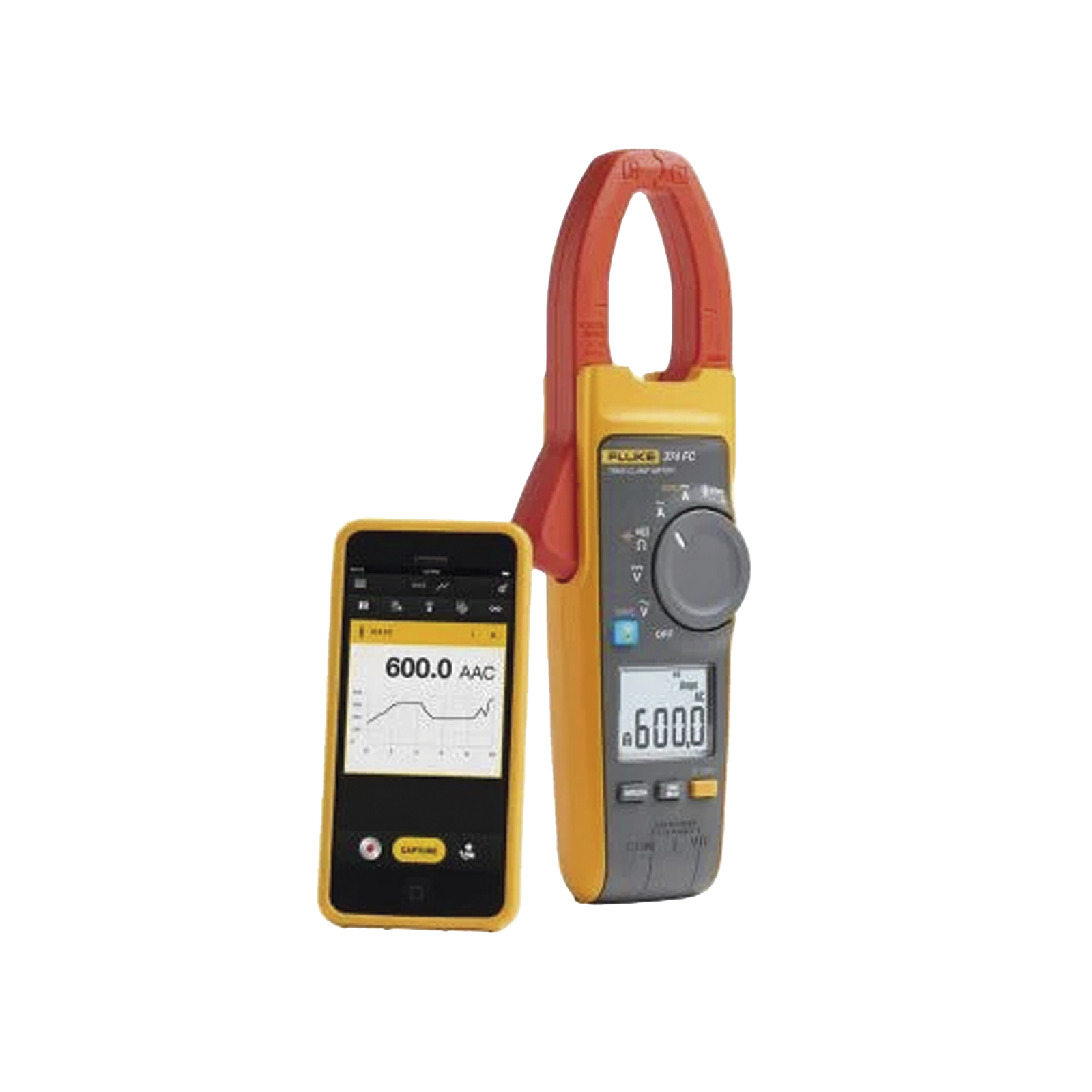 Amperímetro de Gancho 600A Trms CA/CC con FC. Medición con Puntas de Prueba de Tensión CA/CC, Capacitancia, Continuidad y Resistencia