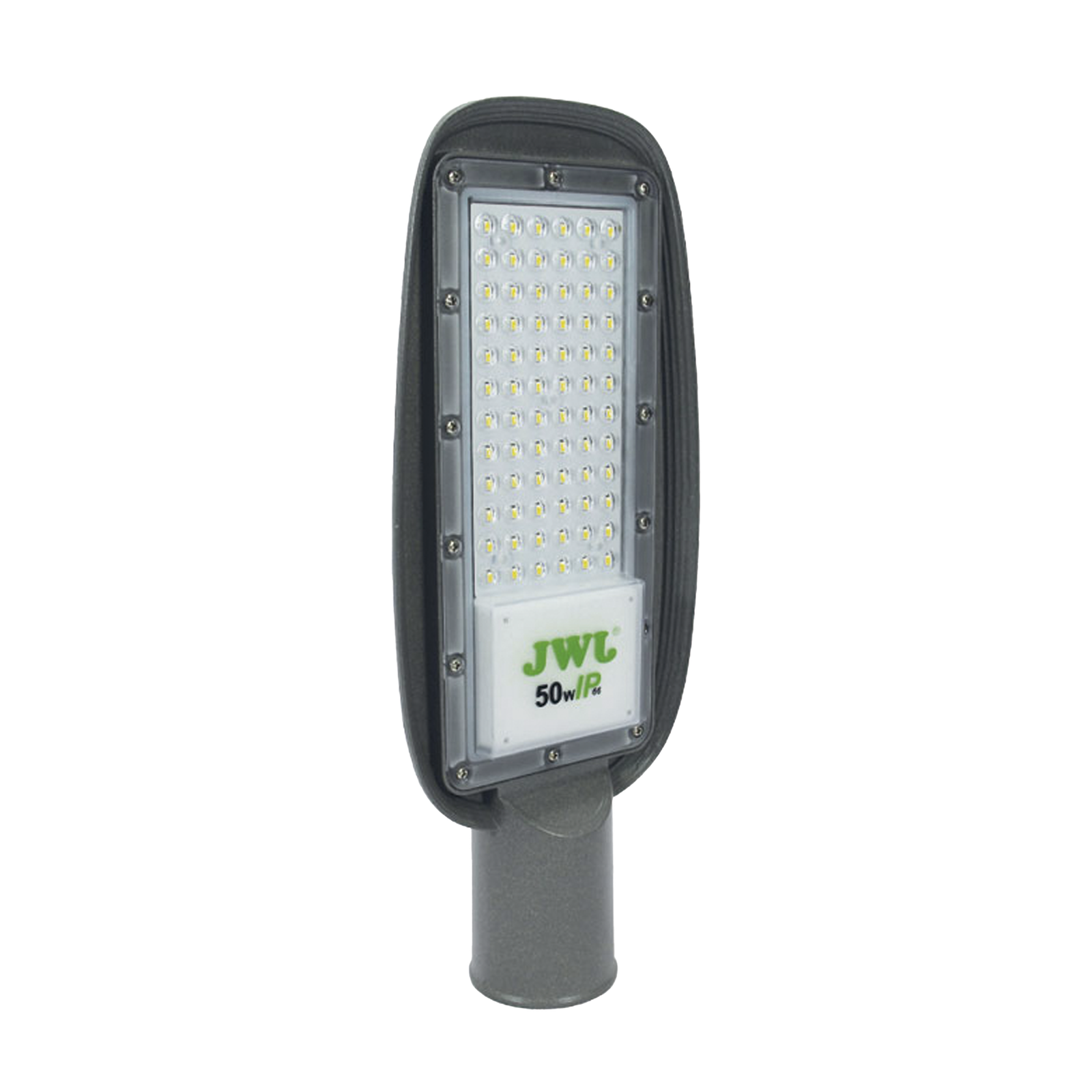 Luminaria LED de 50 W/ 100 - 265 V CA ~50/60 Hz / Fotocelda / Color Blanco/ Dimensiones 160 x 390 x 78 mm / Ángulo de Luz 135°.