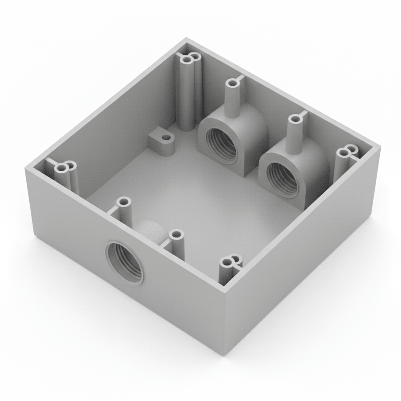 Caja Condulet Cuadrada de 3/4" (19.05 mm)/ 3 Bocas (2 Arriba-1 Abajo) / A Prueba de Intemperie.